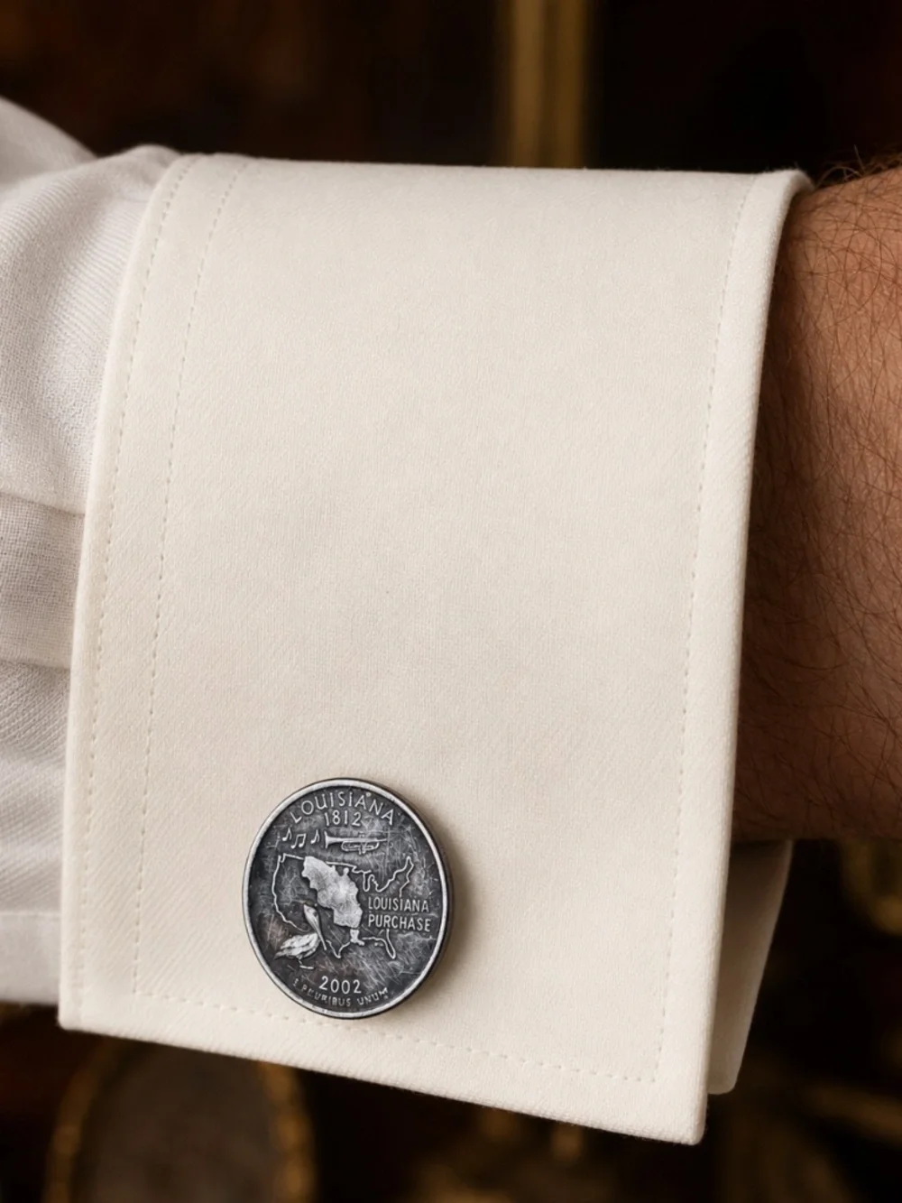 Louisiana State Quarter Coin Cufflinks 2002